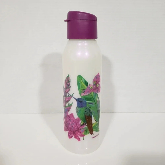 Tupperware Hummingbird Eco Water Bottle  with Flip Top,Purple/Pearlescent White. - Picture 2 of 4